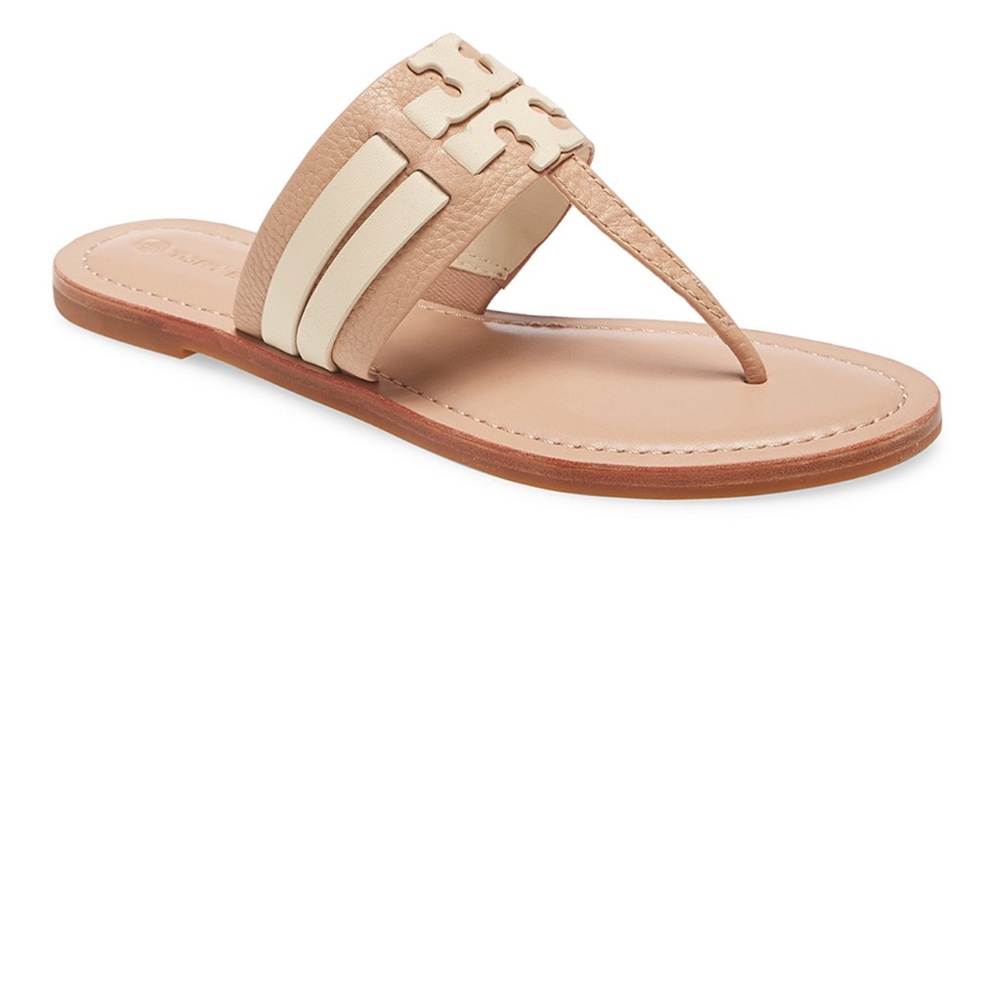 Tory Burch | Light Makeup & New Cream Logo Leigh Leather Sandal